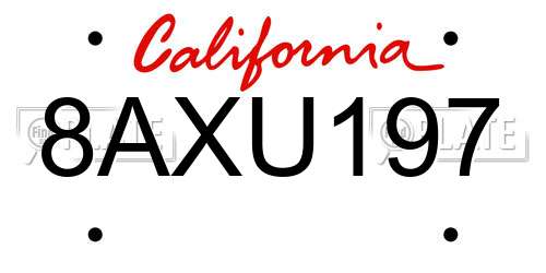 8AXU197 California License Plate