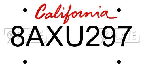 8AXU297 California License Plate