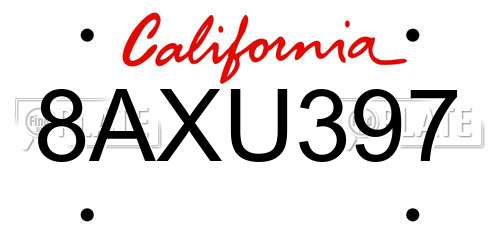 8AXU397 California License Plate