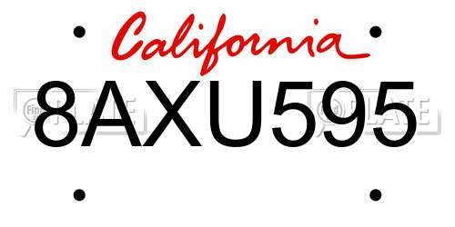 8AXU595 California License Plate