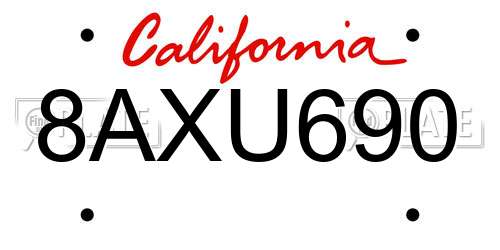 8AXU690 California License Plate