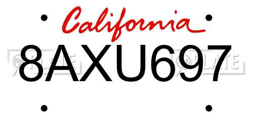 8AXU697 California License Plate