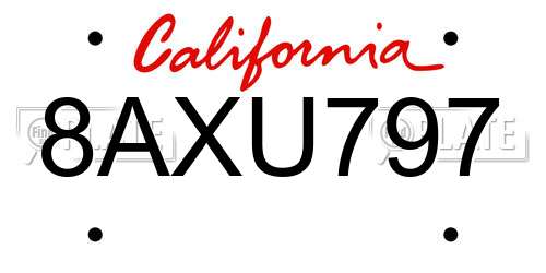 8AXU797 California License Plate