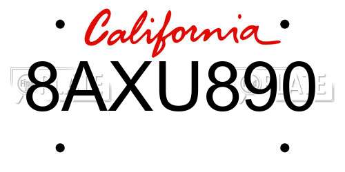 8AXU890 California License Plate