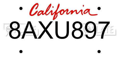 8AXU897 California License Plate