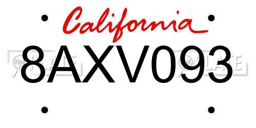 8AXV093 California License Plate