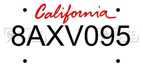 8AXV095 California License Plate