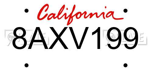 8AXV199 California License Plate