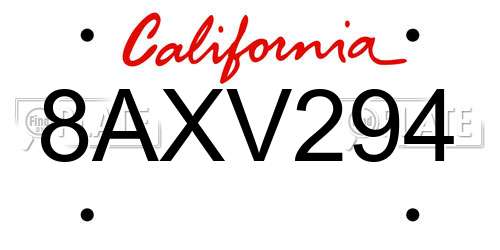 8AXV294 California License Plate