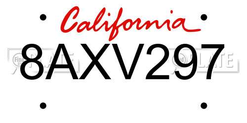8AXV297 California License Plate