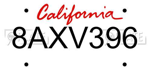 8AXV396 California License Plate