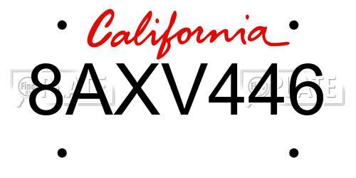 8AXV446 California License Plate
