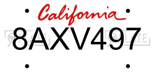 8AXV497 California License Plate