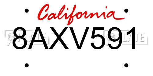 8AXV591 California License Plate