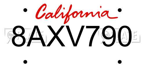 8AXV790 California License Plate