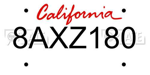 8AXZ180 California License Plate