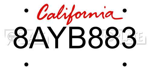 8AYB883 California License Plate