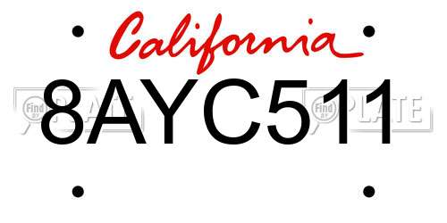 8AYC511 California License Plate
