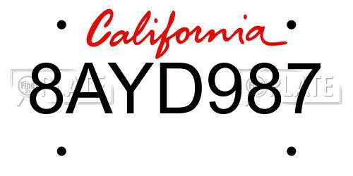 8AYD987 California License Plate