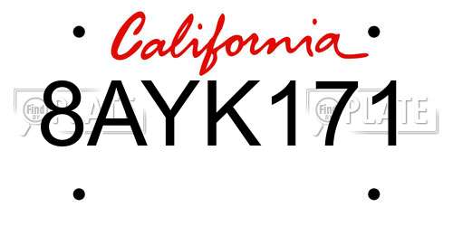 8AYK171 California License Plate