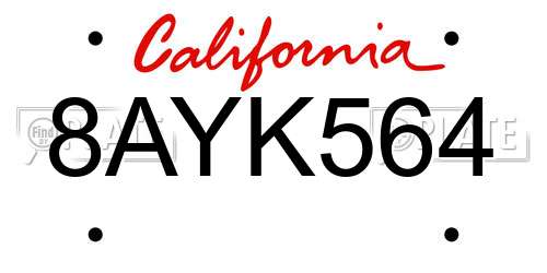 8AYK564 California License Plate