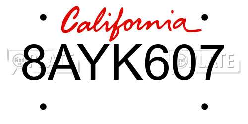 8AYK607 California License Plate
