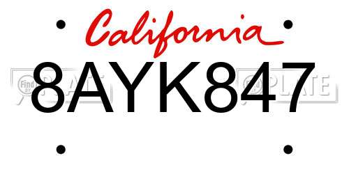 8AYK847 California License Plate