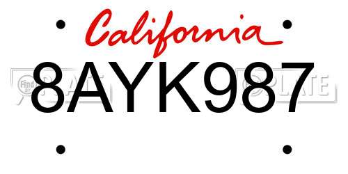 8AYK987 California License Plate