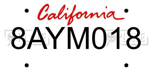 8AYM018 California License Plate
