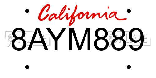 8AYM889 California License Plate