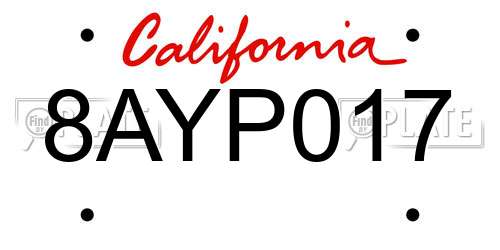8AYP017 California License Plate