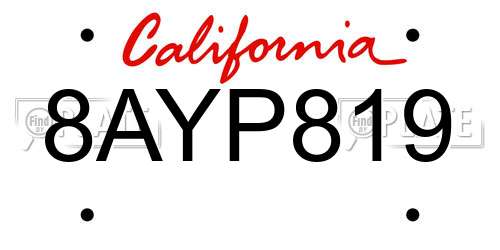 8AYP819 California License Plate