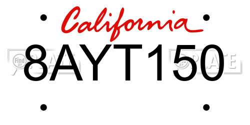 8AYT150 California License Plate