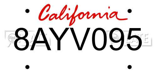 8AYV095 California License Plate
