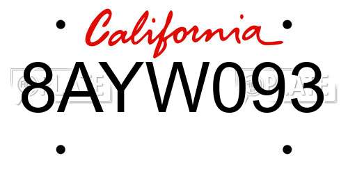 8AYW093 California License Plate