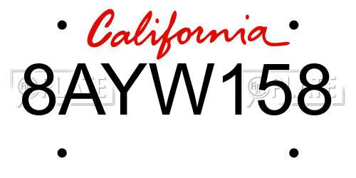8AYW158 California License Plate