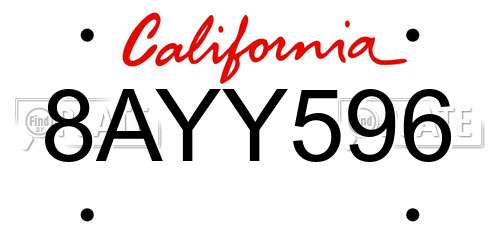 8AYY596 California License Plate
