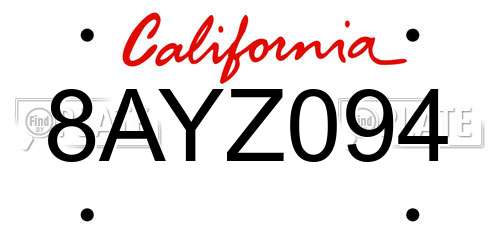 8AYZ094 California License Plate