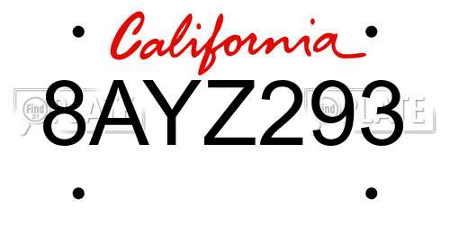 8AYZ293 California License Plate