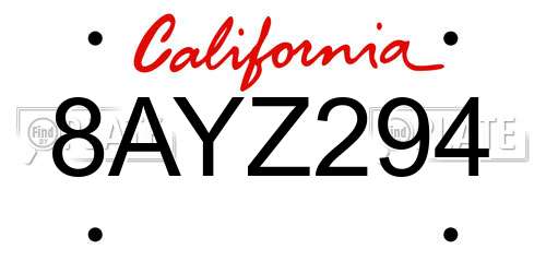 8AYZ294 California License Plate
