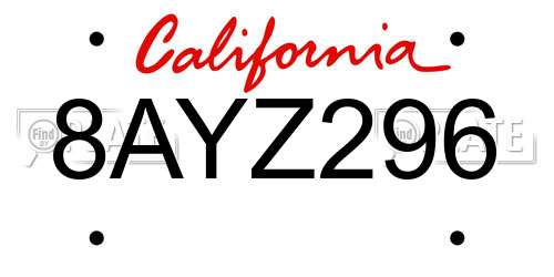 8AYZ296 California License Plate