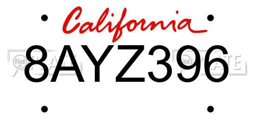 8AYZ396 California License Plate