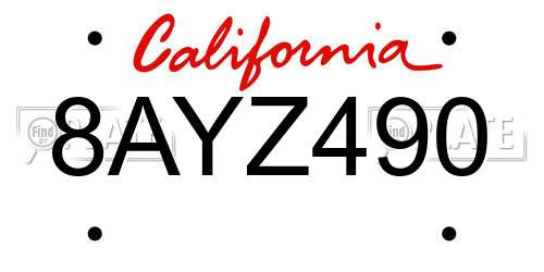 8AYZ490 California License Plate