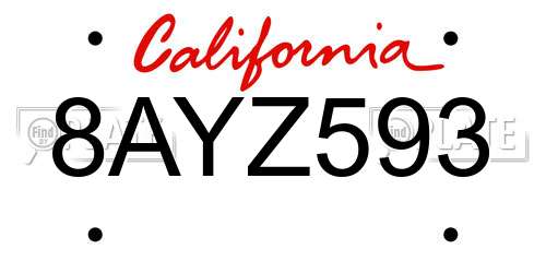 8AYZ593 California License Plate