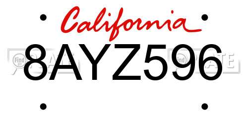8AYZ596 California License Plate