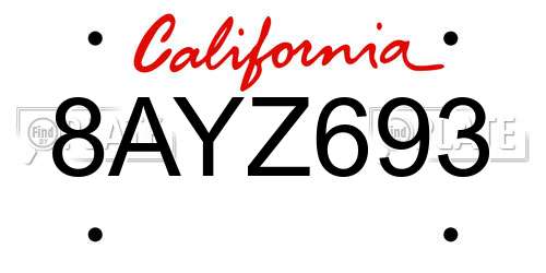 8AYZ693 California License Plate