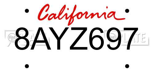 8AYZ697 California License Plate