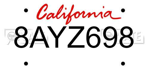 8AYZ698 California License Plate