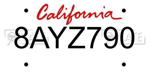 8AYZ790 California License Plate