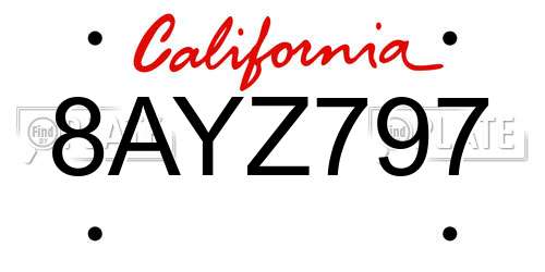 8AYZ797 California License Plate